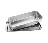 STOBAZA Plaque Inox Rectangulaire avec Couvercle Moule à Gâteau Acier Inoxydable Antiadhésif Facile à Nettoyer pour Cuisson et Conservation des Desserts comme Tiramisu Cakes et Brownies