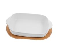 STOBAZA Plat à Four Céramique avec Base Double Poignée Résistant Aux Hautes Températures pour Gratin Rôtisserie et Service de Riz Cuit Au Four