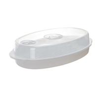 STOBAZA Plat À Vapeur Pour Micro Ondes avec Couvercle, PP Cuiseur Vapeur Ovale, Idéal Pour Cuire Poisson Et Légumes, Facile À Nettoyer