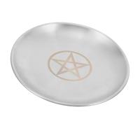 STOBAZA Plateau D'autel Pentagramme en Acier Inoxydable, Plateau à Bougies Rituelles Rond Multifonction, Assiette Décorative pour Cérémonies, Rangement Objets Sacrés, Couleur Aléatoire