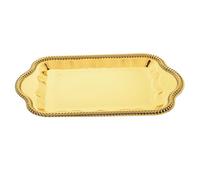 STOBAZA Plateau de Service Rectangulaire Doré Gravé Métal pour Buffet Décor Vintage Élégant pour Desserts et Boissons Polyvalent pour Mariage et Photographie