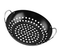 STOBAZA Poêle à Barbecue en Fer Noir Antiadhésive avec Double Poignées Confortables, Panier de Cuisson à Trous pour Légumes, pour Fêtes et Barbecues en Plein Air