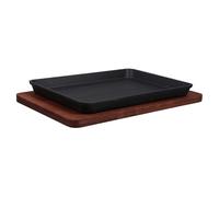 STOBAZA Poêle à Griller Fonte Carrée avec Base Plaque Teppanyaki Antiadhésive pour Steak et Fajitas Compatible Induction Barbecue et Cuisine Maison