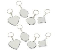 STOBAZA Porte-clés Miroir Pliable en Métal Double Face 8 Pièces Mini Compacte Multifonction pour Femme Paquet à Main Présent Ronde Carrée Ovale Cœur