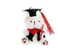 STOBAZA Porte-clés Ours Diplômé Peluche Blanche Douce, Pendentif Décoratif Mignon pour Paquet à Dos, Accessoire Présent Souvenir Original pour Étudiants, Porte-Clef Ours Décoratif