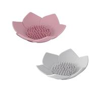 STOBAZA Porte-savonnette Lotus en Silicone 2 Pièces Blanc Et Rose Drainage pour Salle De Bain Et Rangement De Savonnette Décoratif
