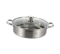 STOBAZA Pot à Fondue Chinoise Acier Inoxydable Épais Casserole avec Compartiment Séparé Résistant Compatible Induction et Gaz pour Cuisine Familiale