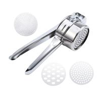STOBAZA Presse-purée Manuel Acier Inoxydable avec Disques Outil Polyvalent pour Purée de Pommes de Terre Fruits et Légumes Poignée Ergonomique Antidérapante Facile à Nettoyer Au Lave-