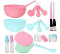 STOBAZA Set Bol Masque DIY pour Soins Visage Kit Maquillage Lavable avec Cuillère Mesure Pinceau et Vaporisateur Accessoires Salle de Bain Rose et Vert