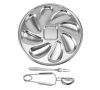 STOBAZA Set de Acier Inoxydable pour Huîtres avec Assiette Fourchette et Pince Plateau de Service Élégant pour Fruits de Mer Au Restaurant Maison