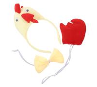 STOBAZA Set de Costume Poulet Jaune avec Bandeau Queue et Nœud Accessoire Cosplay Coq pour Garçon Fille et Adultes Fêtes Chasses Aux Œufs et Célébrations Festives