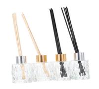 STOBAZA Set de Flacons Vide Verre pour Diffuseur Design Diamant Chic Bouteilles avec Bâtons de Rotin pour Ambiance Maison