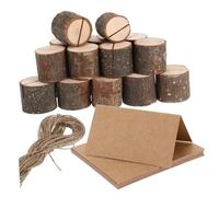 STOBAZA Sets de Porte-Cartes en Bois Rustique pour Numéro de Table Mariage Lot de 20 Forme Souche d'arbre avec Corde en Jute et Cartes, pour Conférences et Décorations de Table