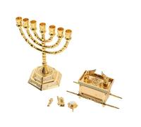 STOBAZA Statue Juive Décorative avec Chandelier Doré Figurine Religieuse pour Table Modèle Israélien pour Affichage Religieux et Ambiance