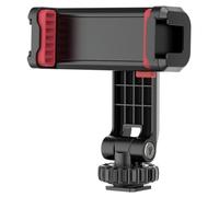 STOBAZA Support Téléphone Rotatif à Clip avec Double Griffe 360° Noir | Abs, Montage Micro et Lampe Vidéo, Angles Horizontaux et Verticaux, Format Portable pour Trépied