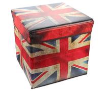 STOBAZA Tabouret de Rangement Pliant Coffre Pouf Ottoman Rétro en Tissu Solide Petit Meuble de Salon Multifonction Motif Drapeau Britannique pour Chambre Entrée et Voyage