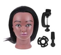 STOBAZA Tête de Mannequin Coiffure Professionnelle Peau Noire pour Entraînement et Stylisme Cheveux Naturels Longs pour Tresses Bouclage et Coupe Support Inclus École Cosmétologie et