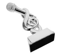STOBAZA Trophée Micro Karaoké Argenté 20 Cm, Récompense Musicale pour Concours de Chant, Décoration Soirée Karaoké, Trophée de Réussite et Prix de Musique, Accessoire pour Événements