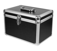 STOBAZA Trousse de Maquillage en Métal Noir Grand Format avec Boucle de Sécurité, Boîte de Rangement Contenant de Maquillage pour Lotions et Crèmes, Organisateur Polyvalent pour Usage