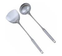 STOBAZA Ustensiles de Cuisine Inox avec Spatule et Louche Design Simple et Pratique Facile à Nettoyer et Suspendre pour Cuisson et Service