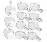 STOBOK 12 Ensemble Plateau Pendentifs De Cadre Vierges Collier De Sublimation Vierge Avec Chaîne Collier De Sublimation Blanc Avec Chaîne Cadre Pendentifs Blanc Un Verre Bijoux Strass