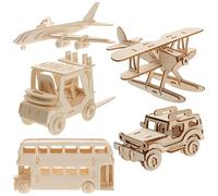 STOBOK 5 Pièces Modèle De Bloc De Construction Jeux De Construction Modèle De Chariot Élévateur Kit De Modèles De Puzzles 3d Kits De Construction De Tiges De Bébé En Bois Casse-tête