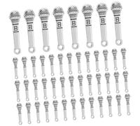 STOBOK 50pièces Mini Charms Microphone Alliage Métallique Vintage Pour Fabrication Bijoux Pendentifs Microphone Diy Création Bracelets Et Colliers