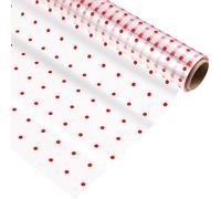 STOBOK Cellophane Wrap Rouleau| 2. 5 Mil Épaisseur Rouge Points Motif Cadeau Wrap Cellophane pour Cadeaux Paniers Fleurs Arts Artisanat