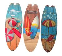 STOBOK Décoration Murale Plage 3 Pièces Panneau Planche de Surf Lot de Panneaux Décoratifs Muraux pour Salle de Bain Salon Chambre Bureau Thème Été Plage Décor Rétro Fille