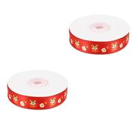 STOBOK Lot De 2 Rouleaux De Rubans D' En Polyester Pour De Décorations De Nouvel An Nœuds Festifs Fournitures D'artisanat