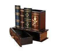STOBOK Vintage Bois Bureau Stylo Crayon Porte- Gobelet Contenant La Papeterie De Bureau De Organisateur Décoratif Livre Faux Livre Photo Prop pour L' école Fournitures de