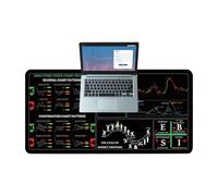 Stock Trading Sous-main pour clavier d'ordinateur - Accessoire financier, motifs graphiques, bords cousus, 30 x 80 cm pour investisseur Day Trader