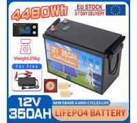 Stock UE 12V 24V 350Ah 200Ah 100Ah Batterie Lifepo4 avec BMS intégré, Pack de cellules lithium fer phosphate, 6000 cycles pour camping-cars, voiturettes de golf, solaire, sans TVA 12V350AH sans charge