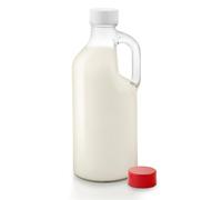 Stock Your Home Bouteille de lait en verre avec couvercle et poignée, 1 2 bouchons réutilisables, récipient à lait pour réfrigérateur, bouteilles de jus, eau, lait d'amande