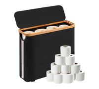 Stockage À Rouleaux De Toilette - Support De Papier Toilette en Bambou avec Couvercle, Support De Rangement De Salle De Bain Supports Armoire en Papier Toilettes Multifonctionnel, Boîte Debout