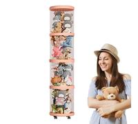 Stockage d'animaux en peluche - Tube d'affichage de jouets, bac vertical transparent | Organisateur à l'épreuve des poussières avec roues, rack de tour rotatif pour les Room en peluche collect