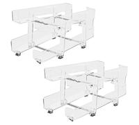 Stockage de canettes - Support de rangement extensible pour réfrigérateur en 2 pièces, distributeur rétractable à largeur réglable | Panier transparent empilable roulant pour armoire de garde-manger d