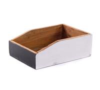 STOCKAGE DES DOCUMENTS Carta | 33x24x12 cm (PxLxP), acajou | rangement rustique en bois, boîte à documents, plateau de bureau, organiseur de bureau, boîte en bois | Couleur: 14 blanc inscriptible