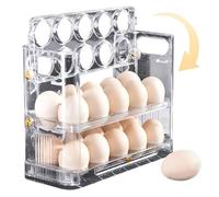 Stockage des œufs pour Le réfrigérateur, Porte-œufs pour réfrigérateur 3 Niveaux Clear Oeuf Organisateur Rotary Egg Conteneur d'oeuf Contient 30 œufs Stockage Egg Empilable avec marqueur de Temps Mob