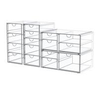 Stockage d'organisateurs de maquillage avec 16 tiroirs, 4 fournitures de bureau de bureau PCS, organisateurs de bureau, accessoires de bureau clairs pour le maquillage, les bijoux, le stylo, etc.