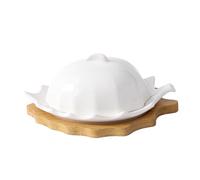 Stockage du beurre Fromage occidental créatif en forme de feuille avec couvercle, boîte à beurre, assiette collation, plat céramique Style scandinave pour comptoir de cuisine(Grand)