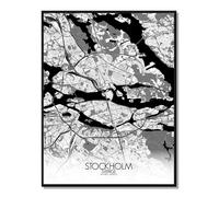 Stockholm carte ville city map n&b