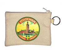 Stockholm Suède Sverige Style rétro City Poster Porte-monnaie Beige