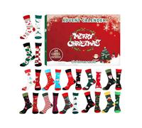 Stocking Advent Calendar 24 Days Countdown Christmas Cotton Socks For Adults Different Pattern Advent Box Socks