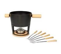 Stöckli 7576.80 Service à fondue au fromage en bois et fonte, Noir