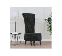 Stoel hoge rugleuning met knopen fluweel zwart352468