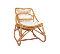 Stoel rattan en linnen lichtmarron