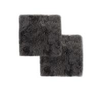 2x Coussins de Chaise Coussins de Siège Coussins d'Assise Salon Salle de Séjour Bureau Maison Intérieur Gris Clair 40x40 cm Peau de Mouton Véritable