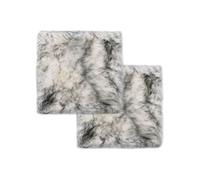 2x Coussins de Chaise Coussins de Siège Coussins d'Assise Salon Salle de Séjour Bureau Maison Intérieur Mélange de Gris Foncé 40x40 cm Peau de Mouton