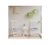 Stoelkussens 2 st 50x50x7 cm stof gestreept wit en blauw361543